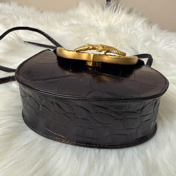 Vintage Glenn Miller For Ann Turk Alligator -Embossed Bag Whit Gold Mascaron - Picture 5 of 10